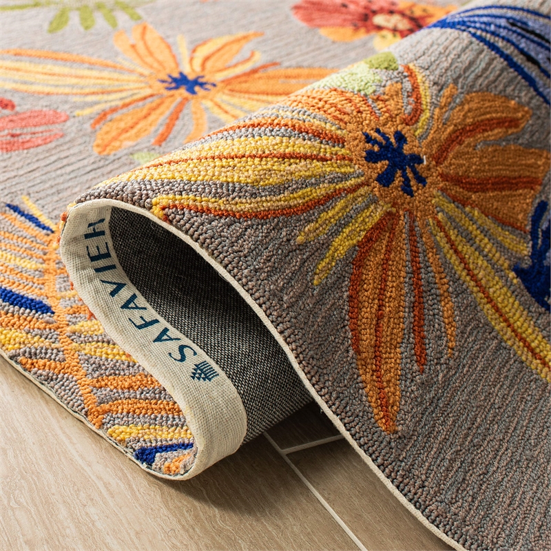 Safavieh Four Seasons 2' X 6' Hand Hooked Rug in Gray and Orange
