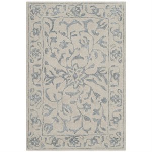 Safavieh Glamour 2' X 3' Hand Tufted Wool Pile Rug in Silver and Ivory