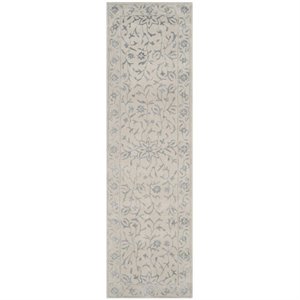 Safavieh Glamour 2' 3&quot X 8' Hand Tufted Wool Rug in Silver and Ivory