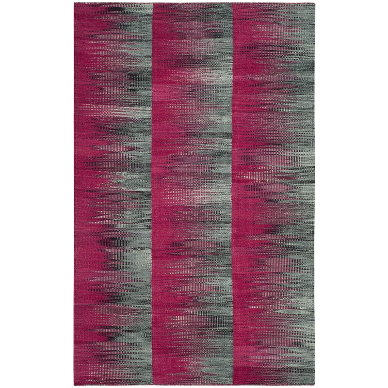Safavieh Kilim 4' X 6' Hand Woven Wool Rug in Fuchsia and Charcoal