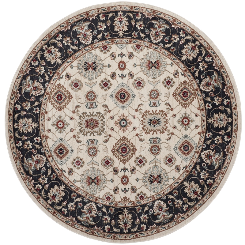 Safavieh Lyndhurst 7' X 7' Round Rug in Cream and Navy