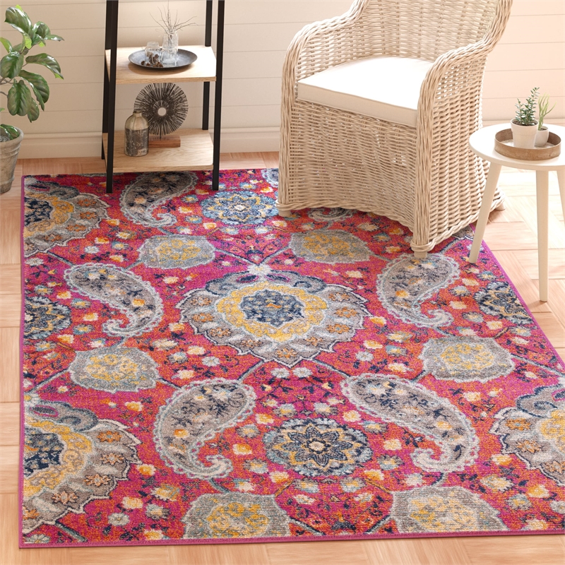 Safavieh Madison 4' X 6' Rug in Fuchsia and Gold