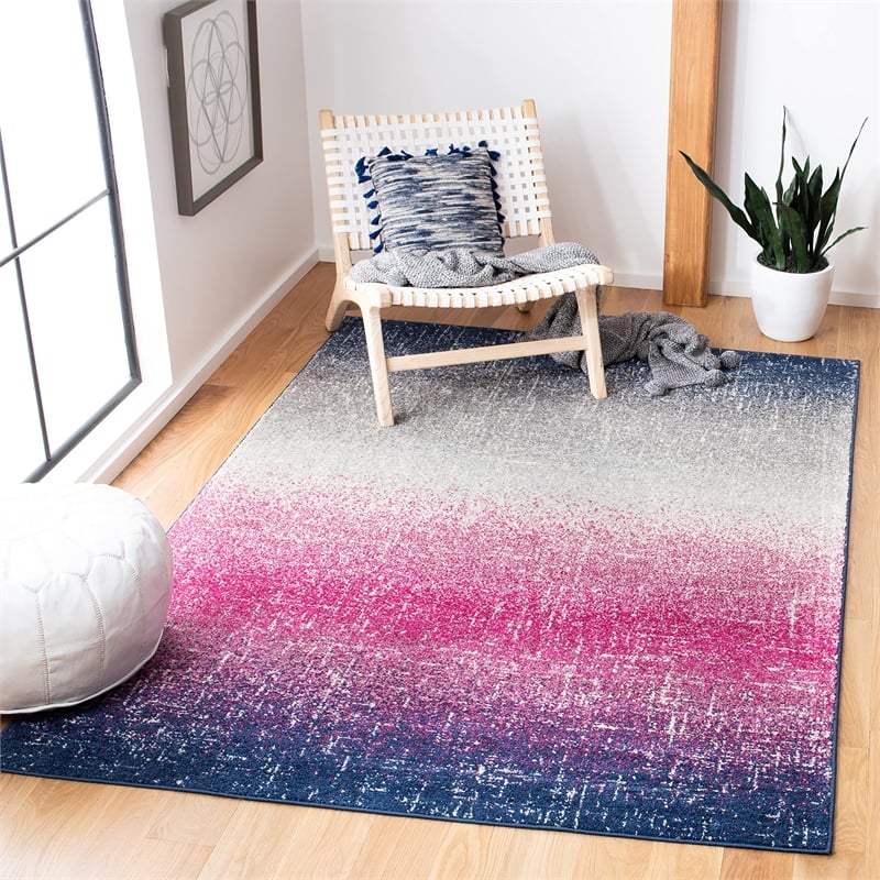 Safavieh Madison 4' X 6' Rug in Fuchsia and Navy