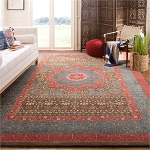 Safavieh Mahal 6' 7&quot X 6' 7&quot Square Rug in Navy and Red
