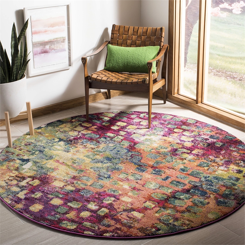 Safavieh Monaco 9' X 9' Round Rug in Pink