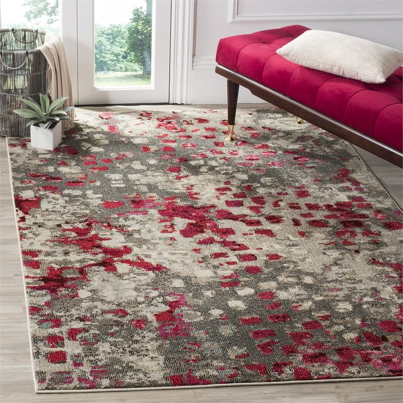 Safavieh Monaco 3' X 5' Rug in Gray and Fuchsia