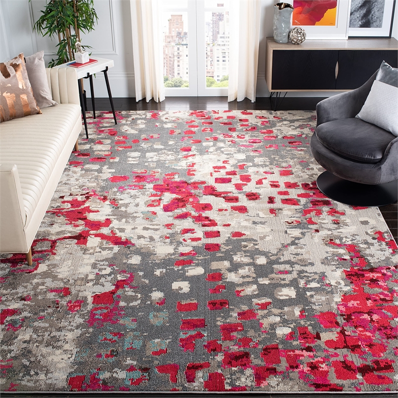 Safavieh Monaco 8' X 11' Rug in Gray and Fuchsia