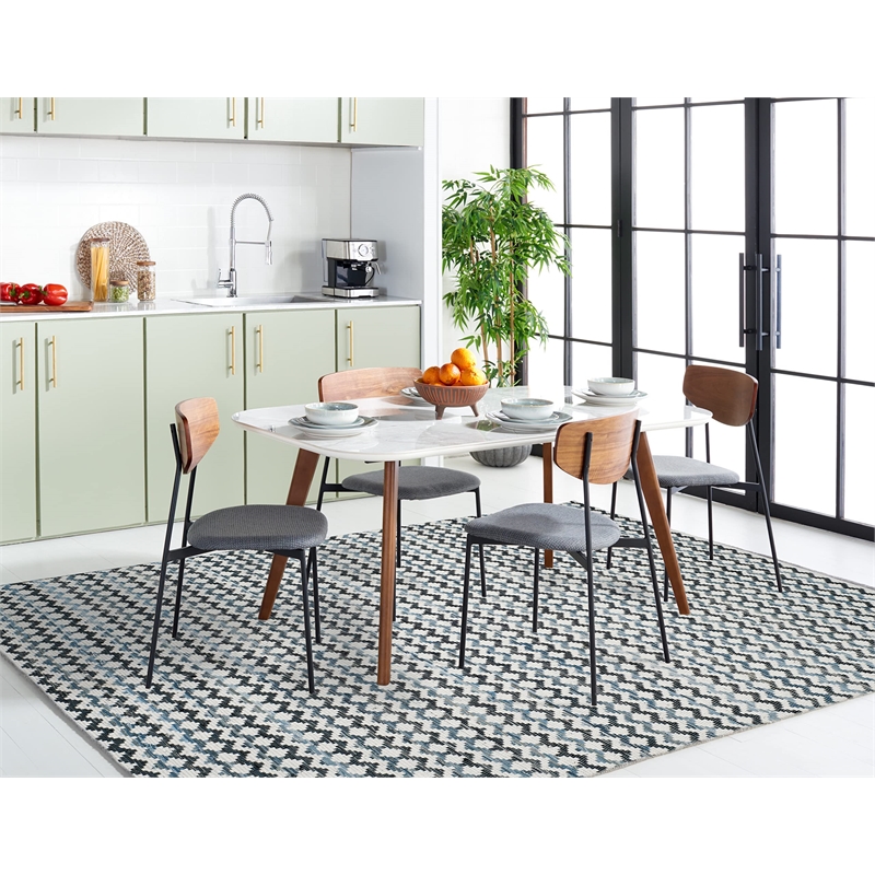 Safavieh Montauk 3' X 5' Hand Woven Cotton Rug in Ivory Blue and Black