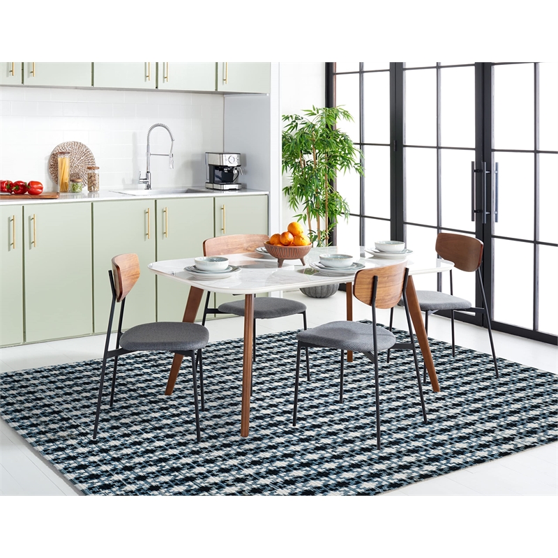 Safavieh Montauk 3' X 5' Hand Woven Cotton Rug in Ivory Blue and Black