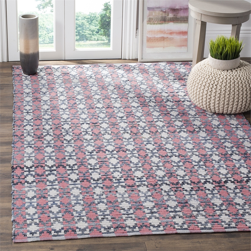 Safavieh Montauk 5' X 8' Hand Woven Cotton Pile Rug in Coral