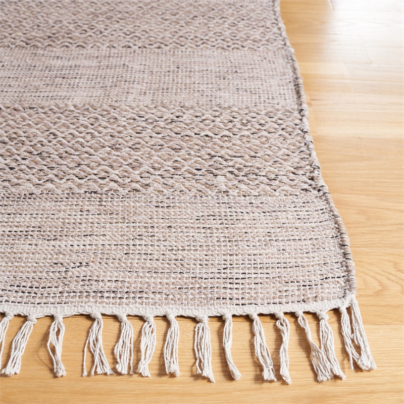 Safavieh Montauk 3' X 5' Hand Woven Cotton Rug in Ivory and Steel Gray