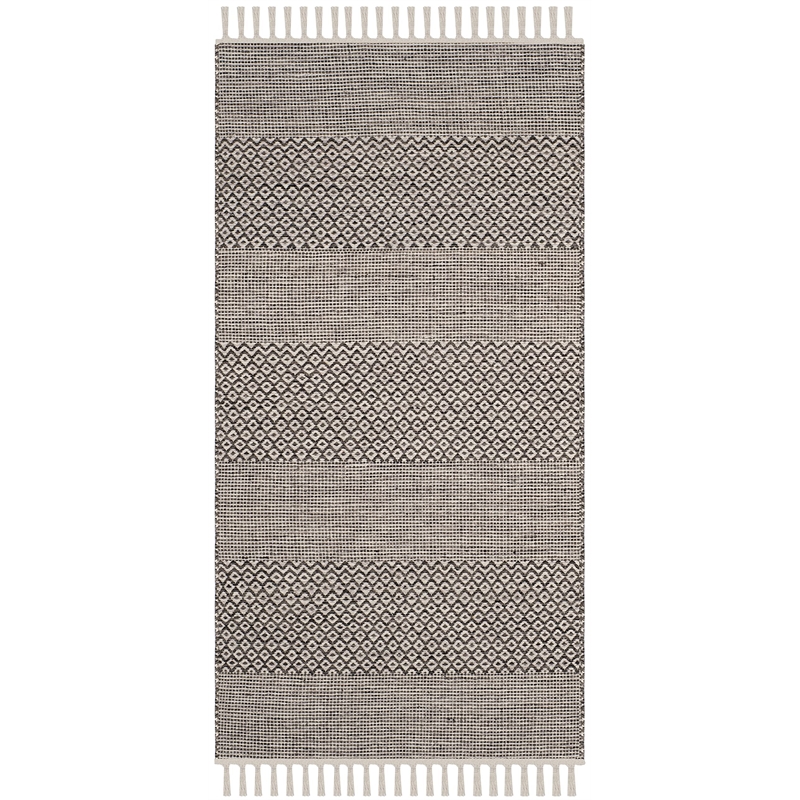 Safavieh Montauk 3' X 5' Hand Woven Cotton Rug in Ivory and Anthracite