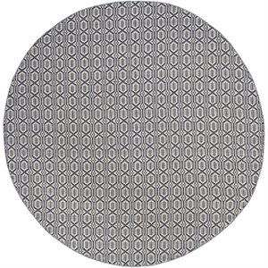 Safavieh Montauk 6' X 6' Round Hand Woven Cotton Rug in Ivory and Navy