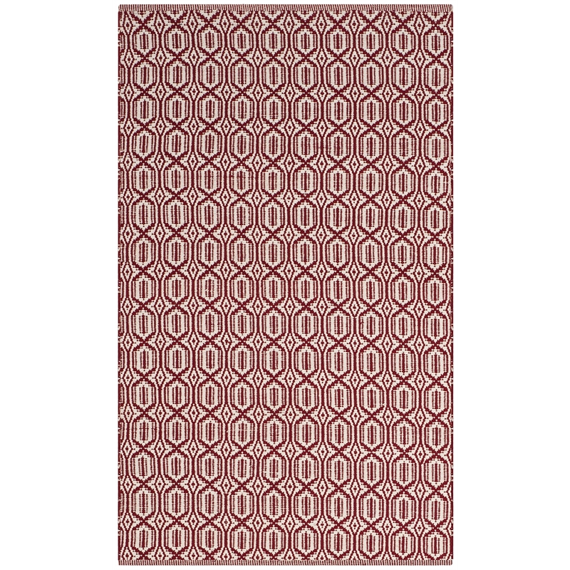Safavieh Montauk 3' X 5' Hand Woven Cotton Pile Rug in Ivory and Red