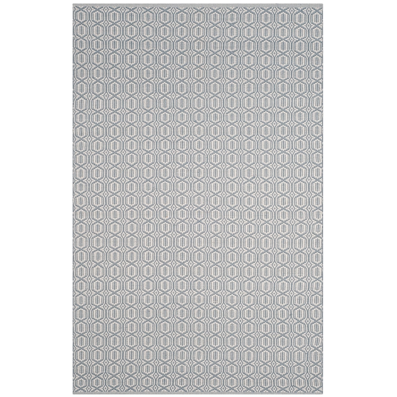 Safavieh Montauk 6' X 9' Hand Woven Cotton Pile Rug in Ivory and Blue
