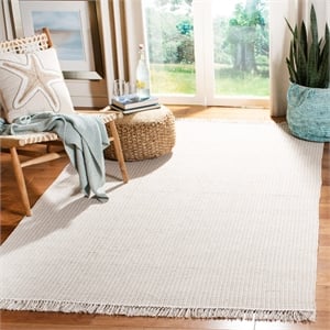 Safavieh Montauk 4' X 6' Hand Woven Cotton Pile Rug in Ivory and Gray