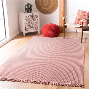 Safavieh Montauk 4' X 6' Hand Woven Cotton Pile Rug in Ivory and Red