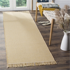 Safavieh Montauk 2' 3&quot X 8' Hand Woven Cotton Rug in Ivory and Yellow