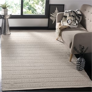 Safavieh Montauk 5' X 8' Hand Woven Cotton Pile Rug in Ivory and Gray
