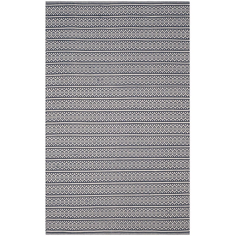 Safavieh Montauk 6' X 9' Hand Woven Cotton Pile Rug in Ivory and Navy