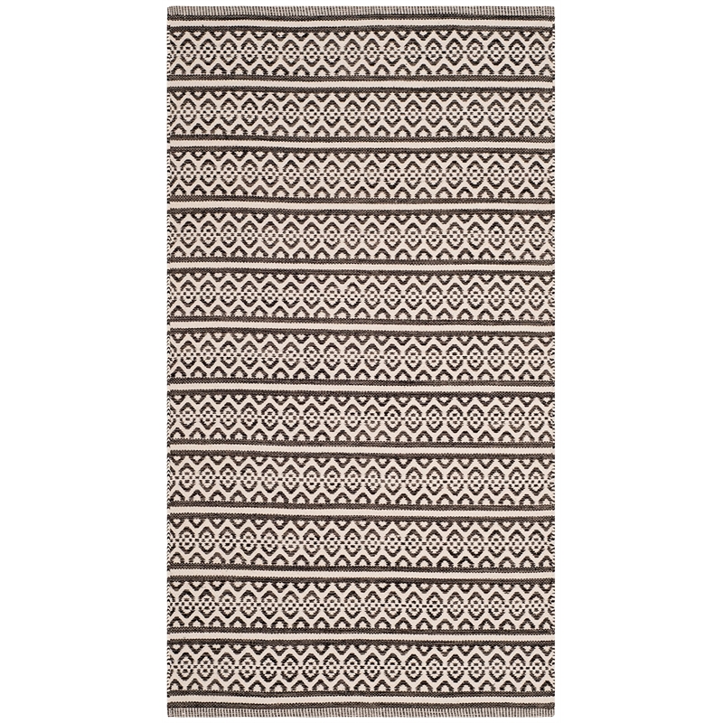 Safavieh Montauk 3' X 5' Hand Woven Cotton Pile Rug in Ivory and Black
