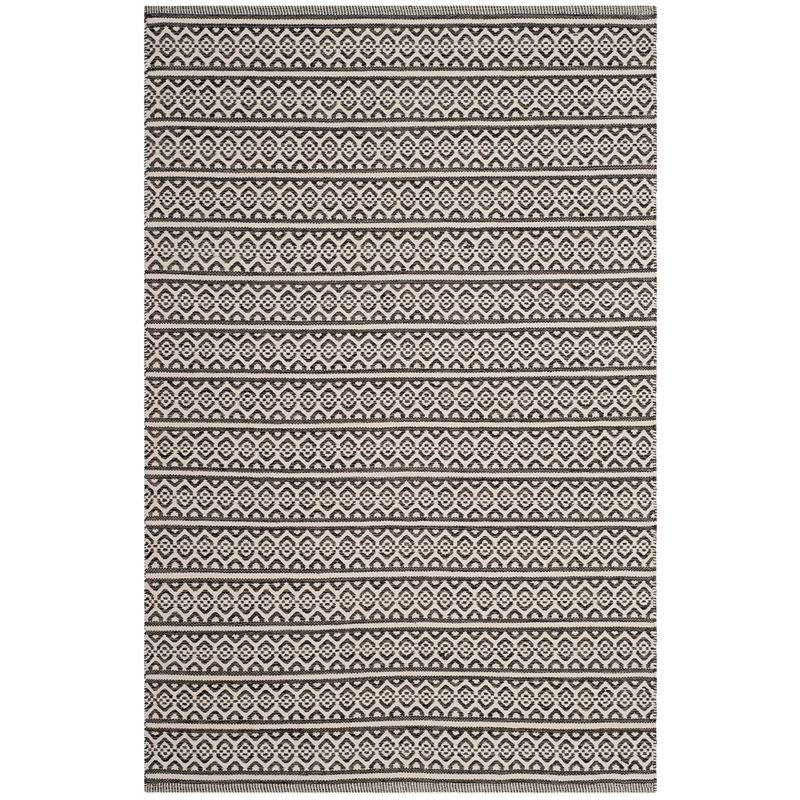 Safavieh Montauk 4' X 6' Hand Woven Cotton Pile Rug in Ivory and Black