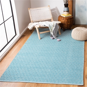 Safavieh Montauk 4' X 6' Hand Woven Cotton Rug in Ivory and Turquoise