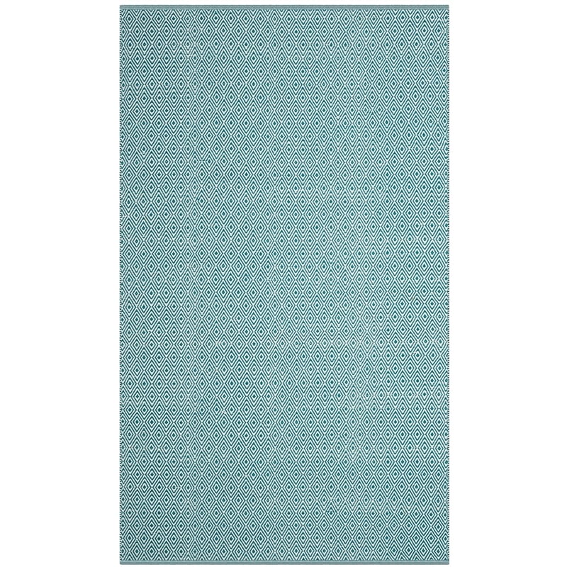 Safavieh Montauk 5' X 8' Hand Woven Cotton Rug in Ivory and Turquoise