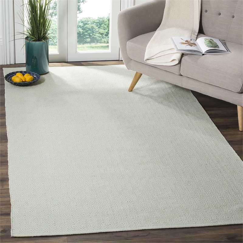 Safavieh Montauk 4' X 6' Hand Woven Cotton Rug in Ivory and Foam Green