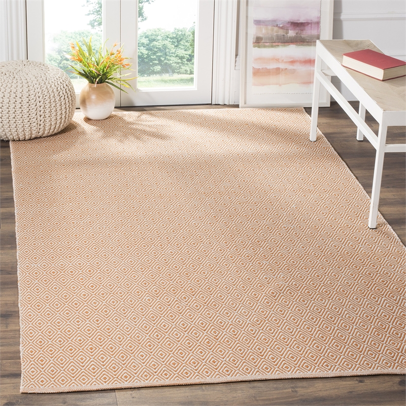 Safavieh Montauk 3' X 5' Hand Woven Cotton Pile Rug in Ivory and Rust