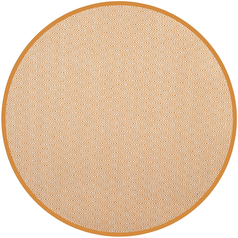 Safavieh Montauk 6' X 6' Round Hand Woven Cotton Rug in Ivory and Rust