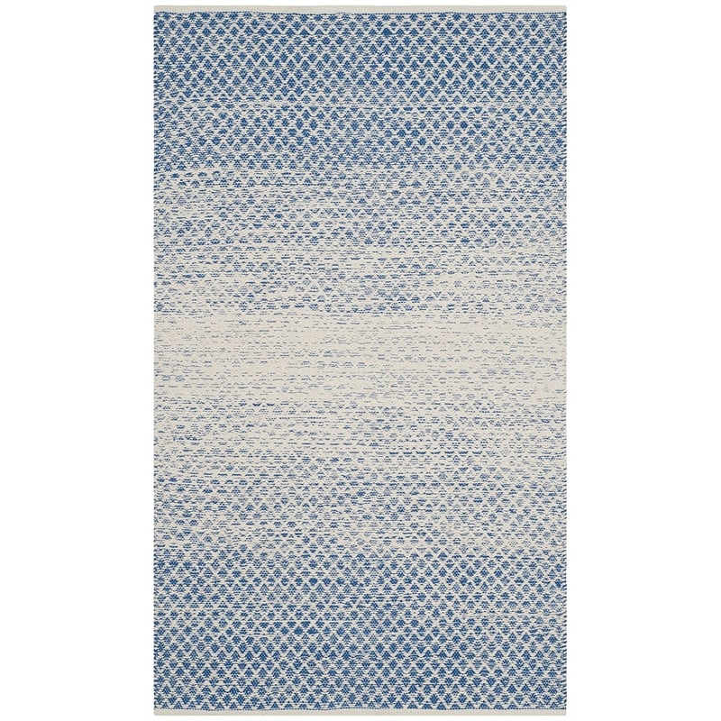 Safavieh Montauk 3' X 5' Hand Woven Cotton Pile Rug in Blue and Ivory