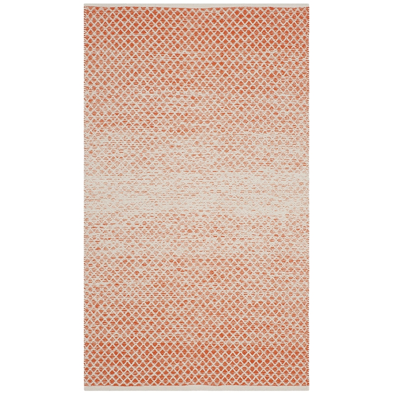 Safavieh Montauk 3' X 5' Hand Woven Cotton Rug in Orange and Ivory