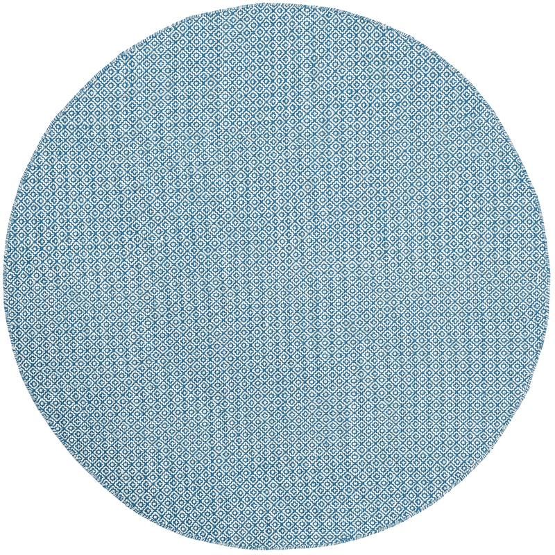 Safavieh Montauk 6' X 6' Round Hand Woven Cotton Rug in Ivory and Blue