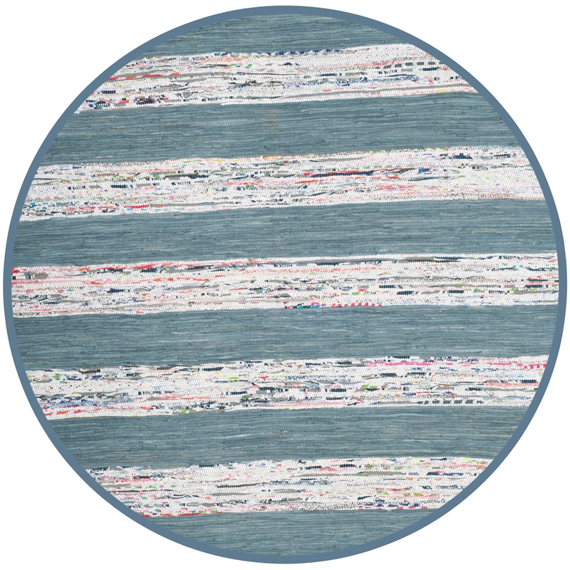 Safavieh Montauk 6' X 6' Round Hand Woven Cotton Rug in Ivory and Gray