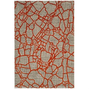Safavieh Porcello 5' 2&quot X 7' 6&quot Rug in Light Gray and Orange