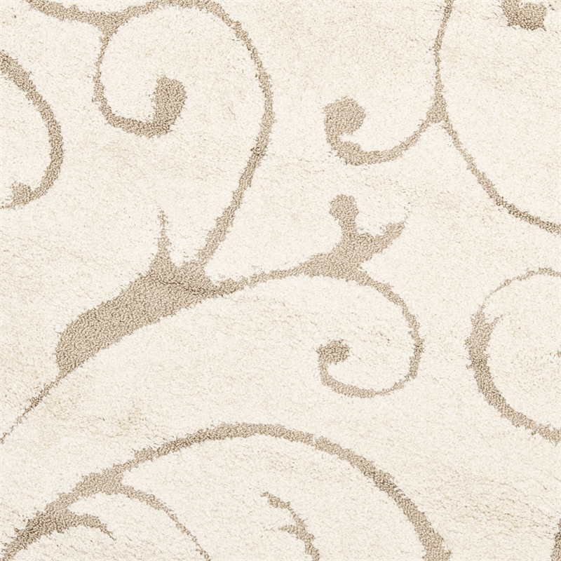 Safavieh Florida Shag 8' X 8' Round Rug in Cream and Beige
