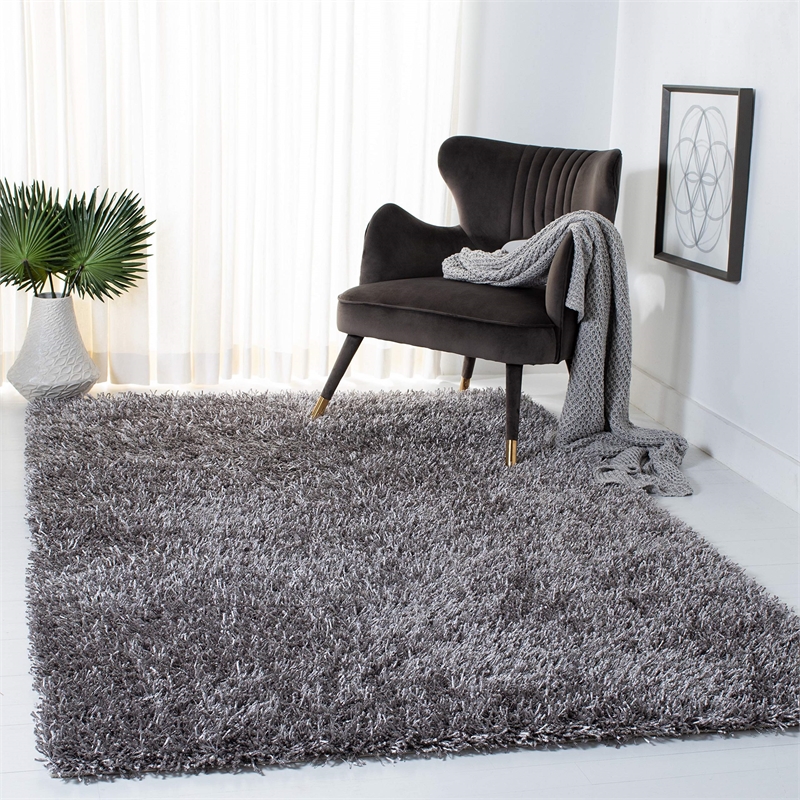 Safavieh Shag 5' X 5' Square Hand Tufted Rug in Gray and Gray