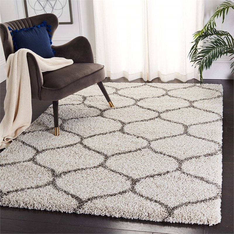 Safavieh Hudson Shag 5' X 5' Square Rug in Ivory and Gray