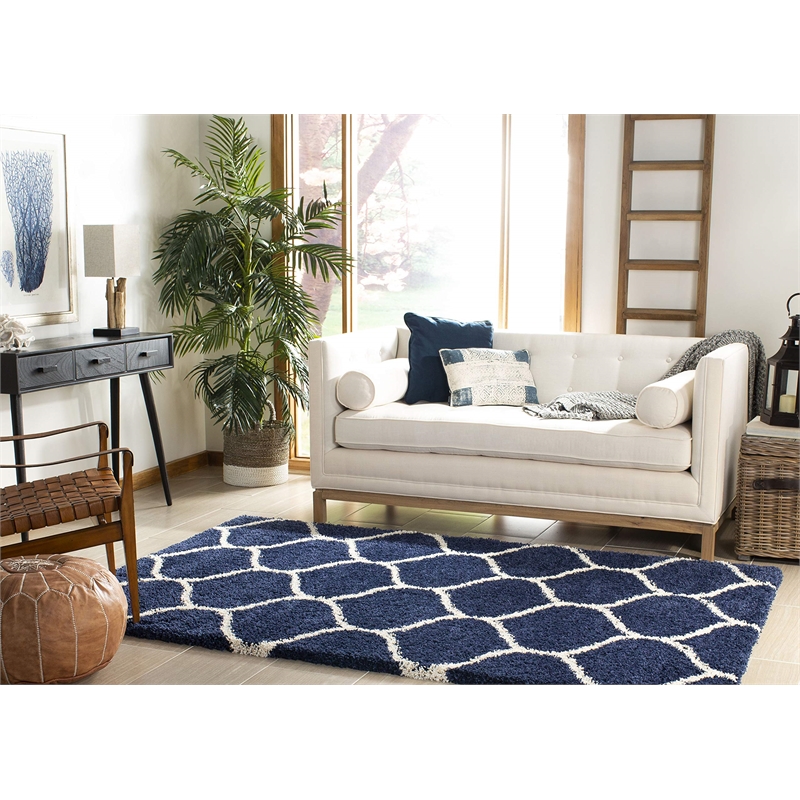 Safavieh Hudson Shag 10' X 14' Rug in Navy and Ivory