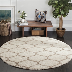 Safavieh Hudson Shag 7' X 7' Round Rug in Ivory and Beige