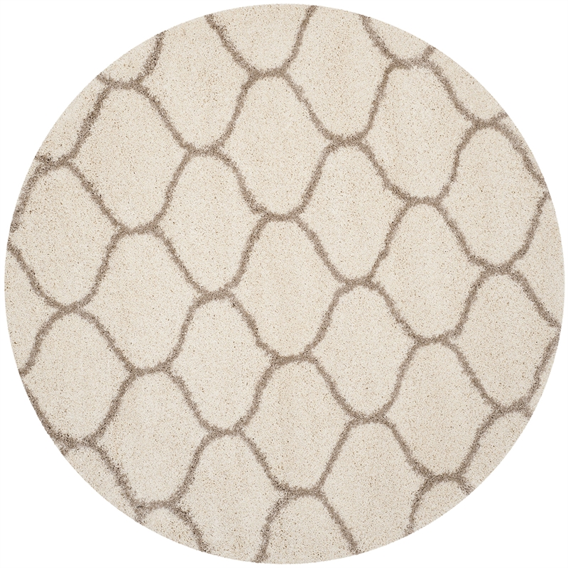 Safavieh Hudson Shag 7' X 7' Round Rug in Ivory and Beige