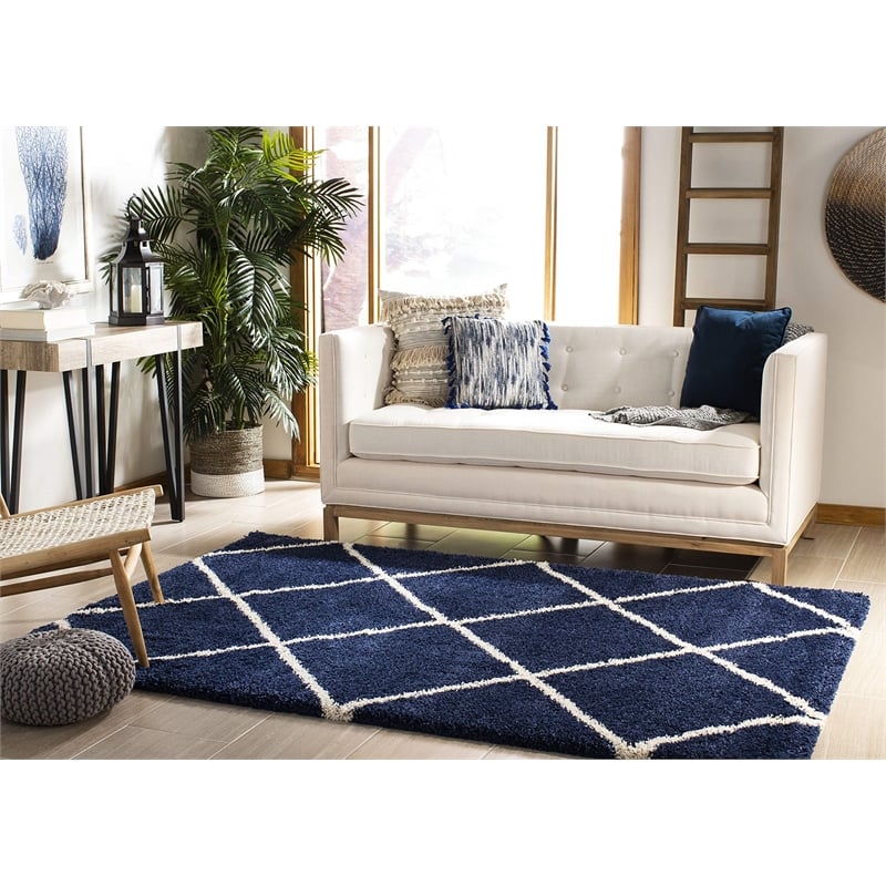 Safavieh Hudson Shag 2' X 3' Rug in Navy and Ivory