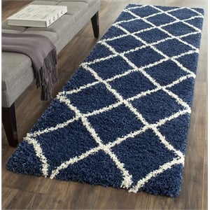 safavieh hudson shag 2' 3&quot x 10' rug in navy and ivory