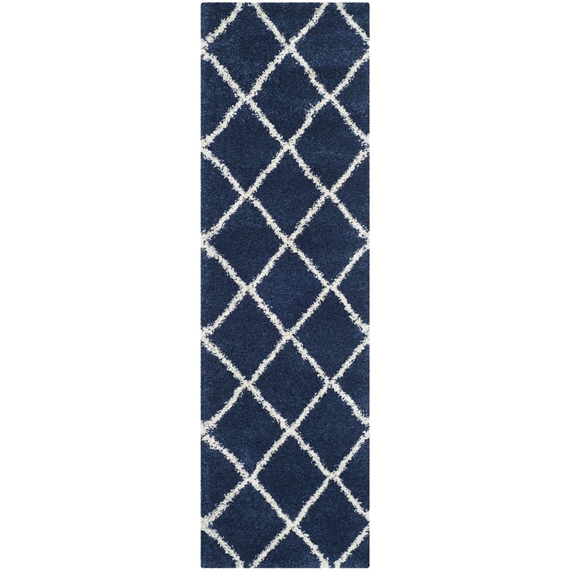 safavieh hudson shag 2' 3&quot x 10' rug in navy and ivory