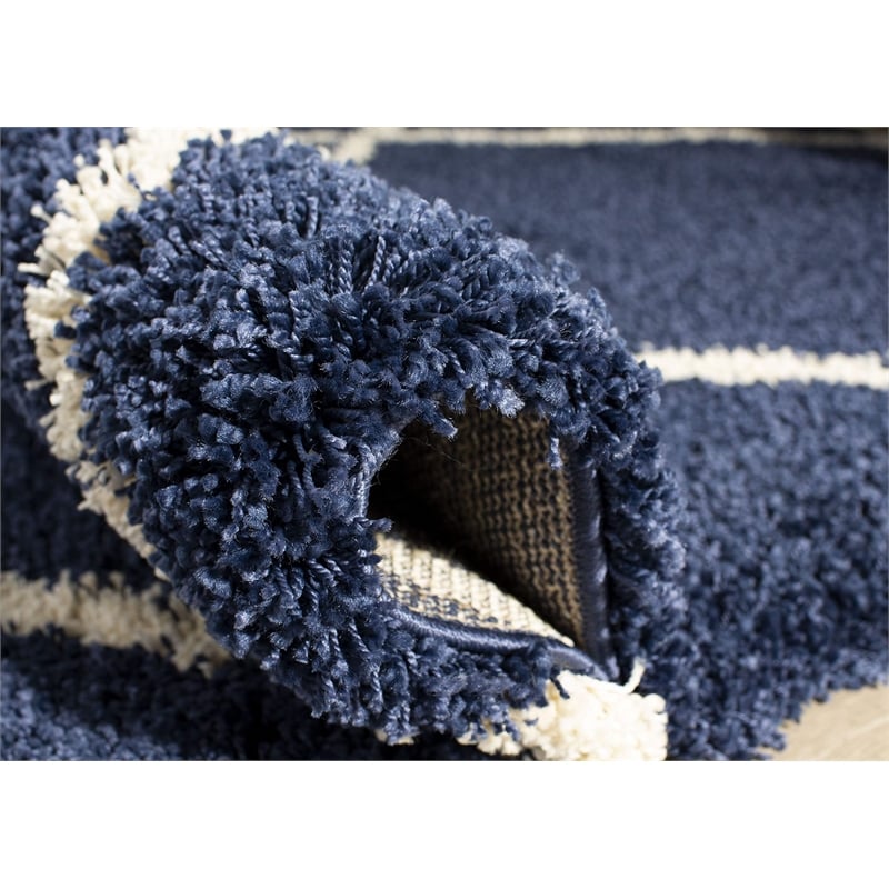 safavieh hudson shag 2' 3&quot x 10' rug in navy and ivory