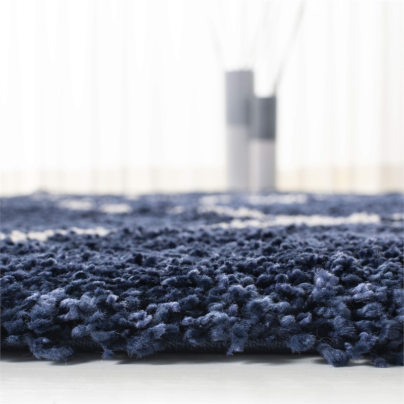 safavieh hudson shag 2' 3&quot x 10' rug in navy and ivory