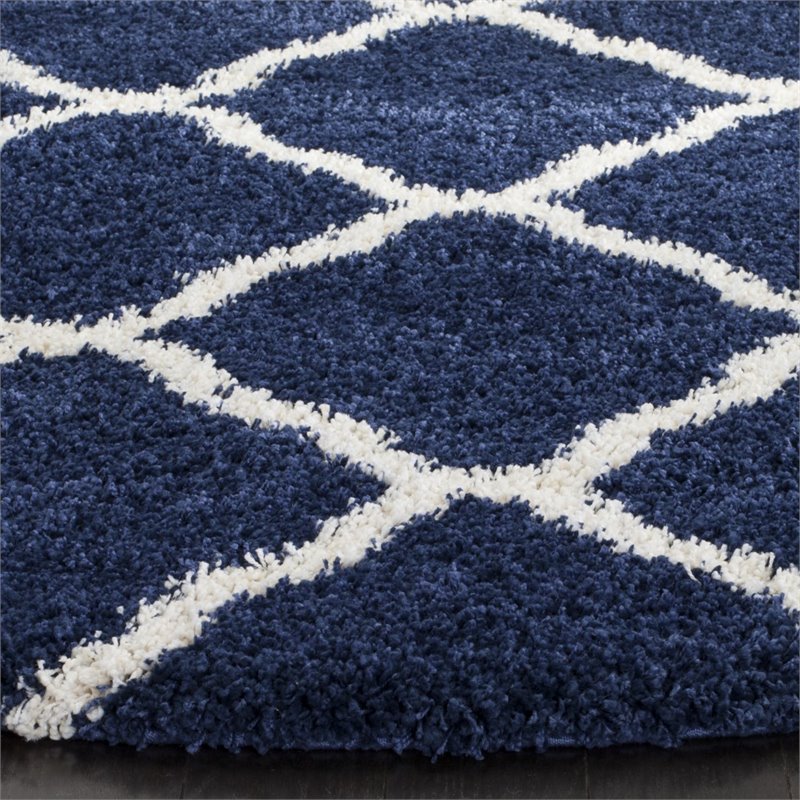 Safavieh Hudson Shag 7' X 7' Round Rug in Navy and Ivory