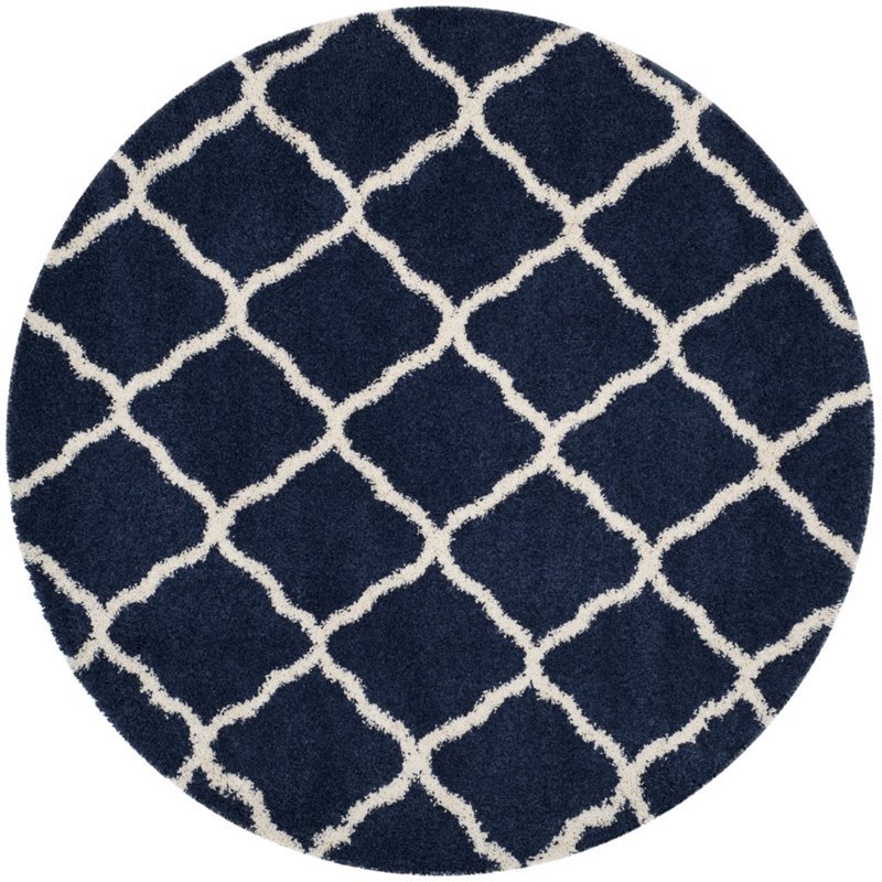 Safavieh Hudson Shag 7' X 7' Round Rug in Navy and Ivory