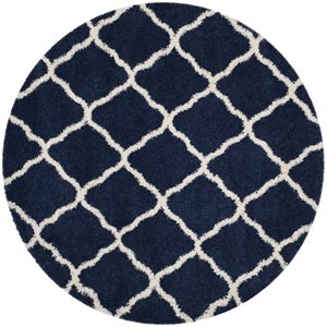 Safavieh Hudson Shag 7' X 7' Round Rug in Navy and Ivory